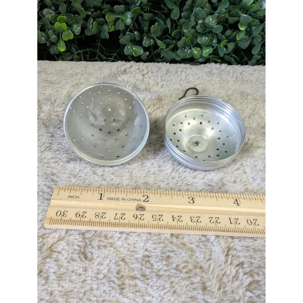 Vintage Aluminum Acorn Tea Infuser Ball Strainer with Chain and Hook Silver Tone
